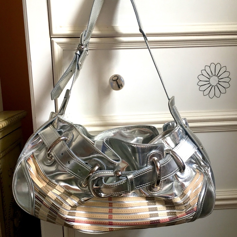 Silver and classic plaid satchel used several times- fabulous condition